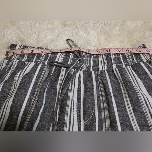 Briggs Linen Blend Pants Blue Striped Drawstring Elastic Women’s Size Large EUC - Picture 4 of 8